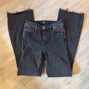 Hollister Distressed Black High Rise Flair Leg Jeans Soft Stretch Size 3R